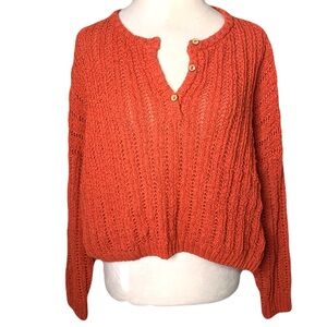 Tallulah women’s small burnt orange cropped knit pull-over casual sweater